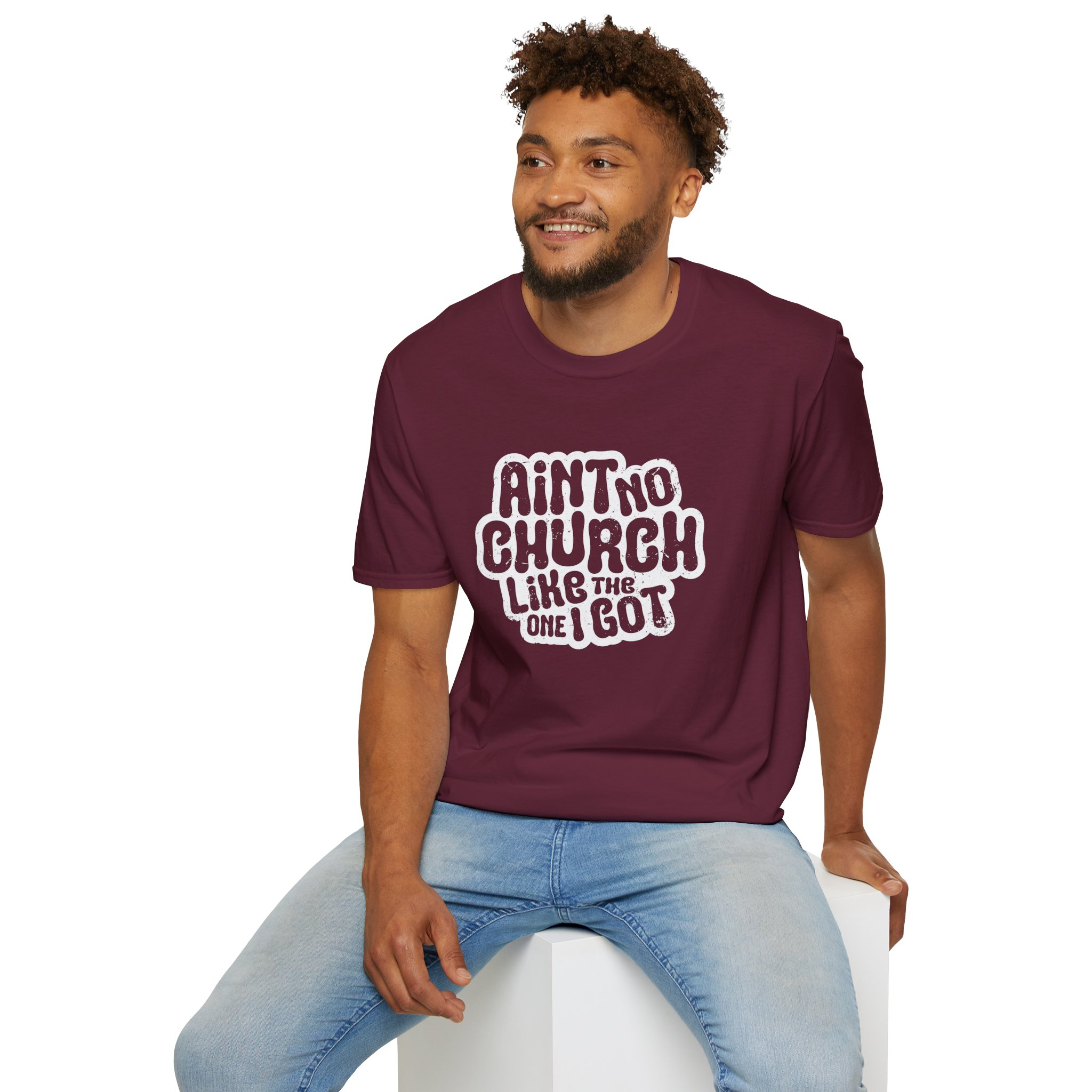 Ain't No Church Unisex (White Outline) T-Shirt - Image 2