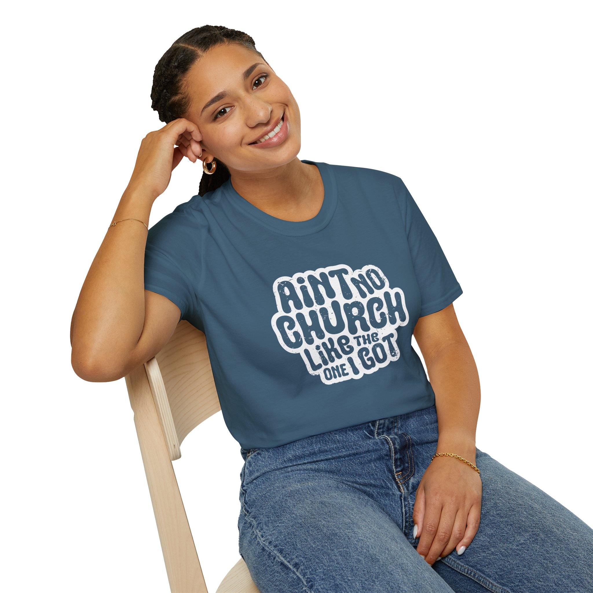 Ain't No Church Unisex (White Outline) T-Shirt - Image 12