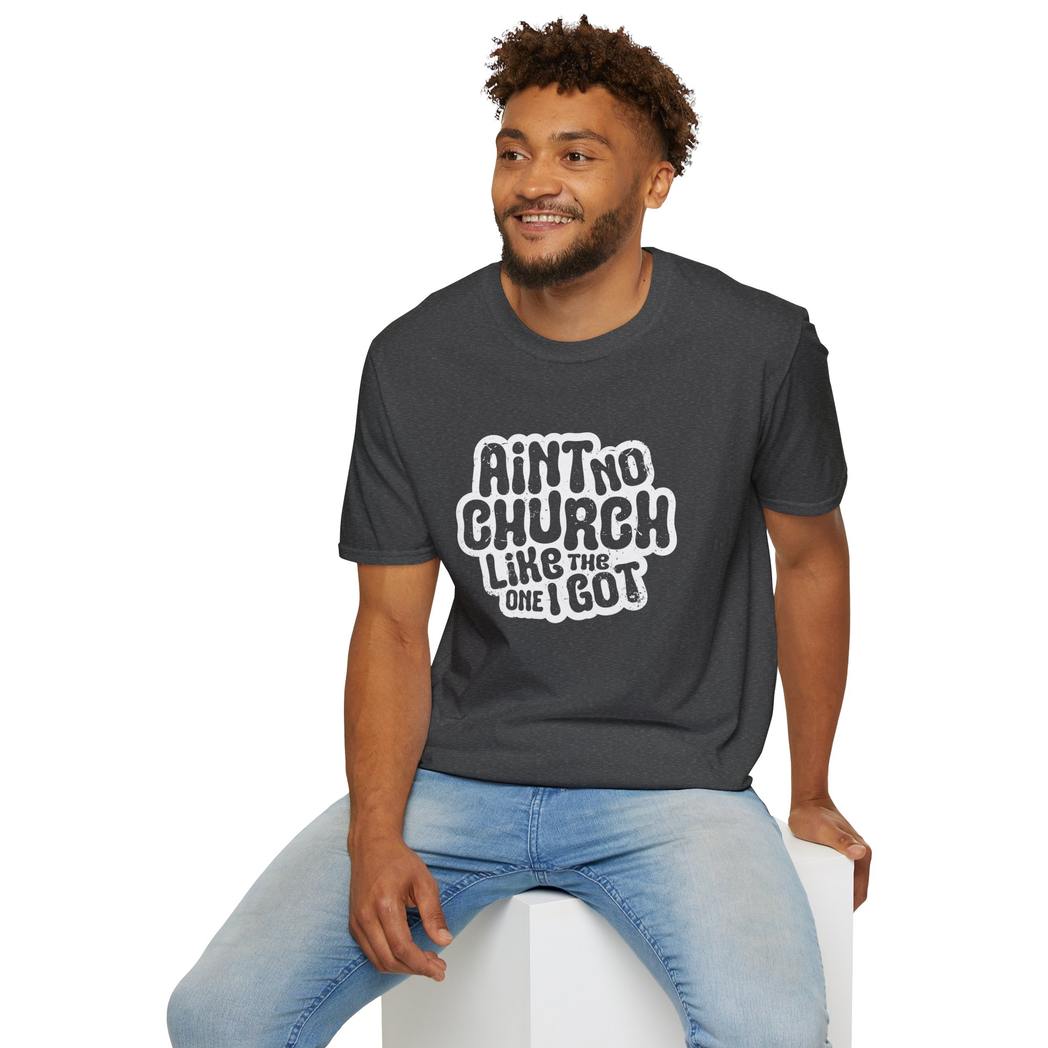 Ain't No Church Unisex (White Outline) T-Shirt - Image 8