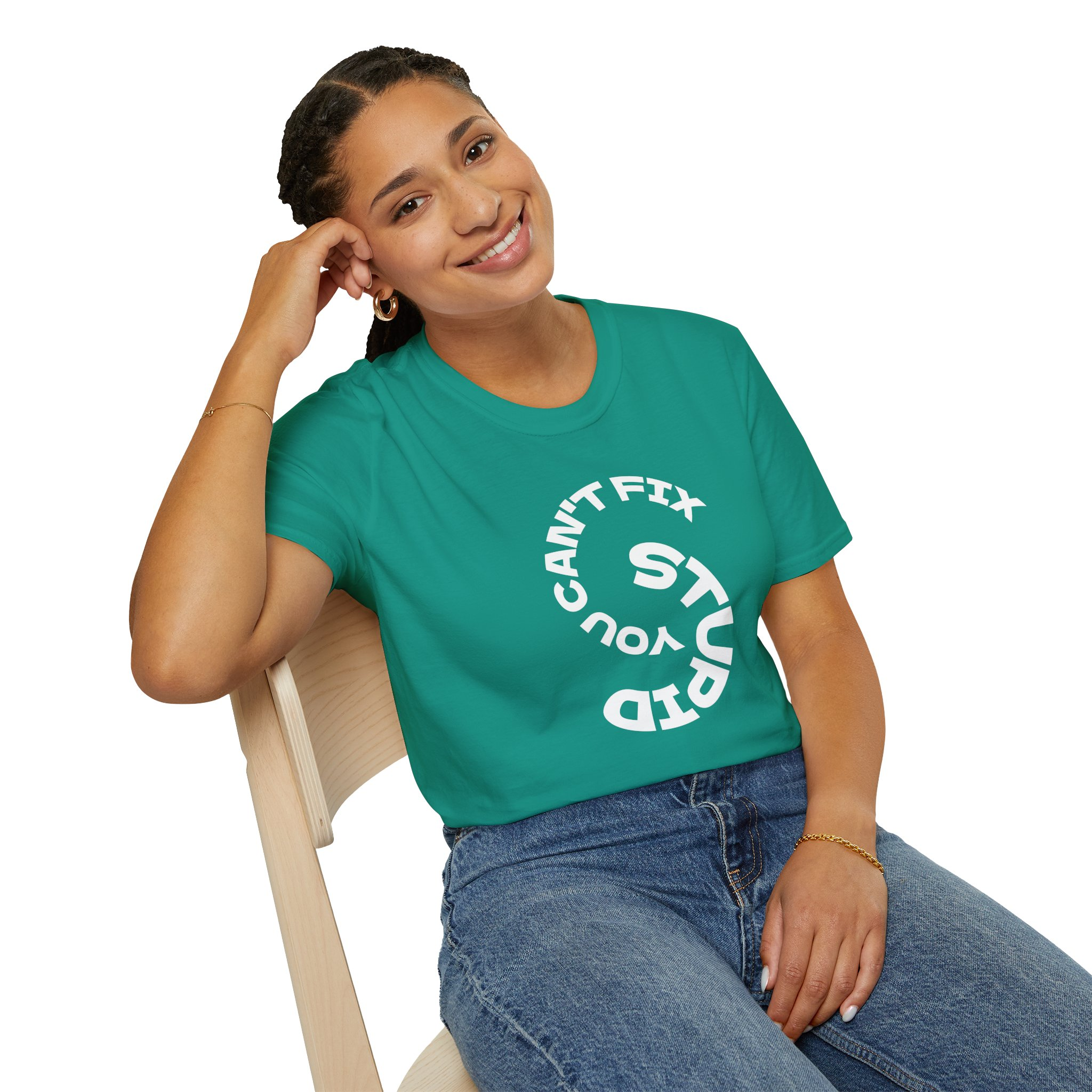 Cant Fix Stupid Unisex Softstyle T-Shirt - Image 12