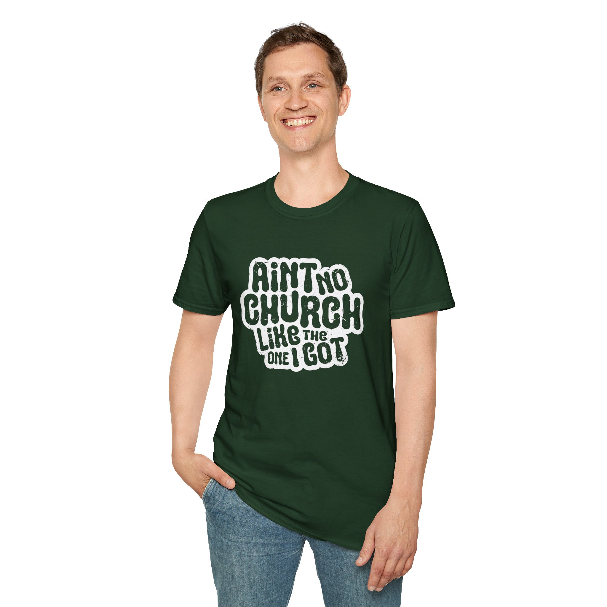 Ain't No Church Unisex (White Outline) T-Shirt - Image 4